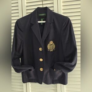 Ralph Lauren Navy Blazer with Gold Accents